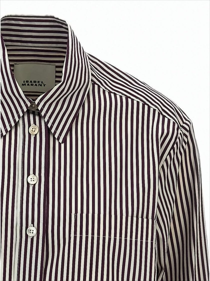 Cropped Striped Button-Down Shirt with Classic Collar