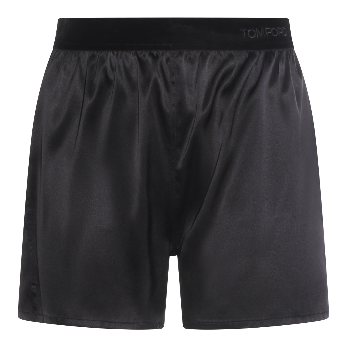 Satin-Effect Black Shorts
