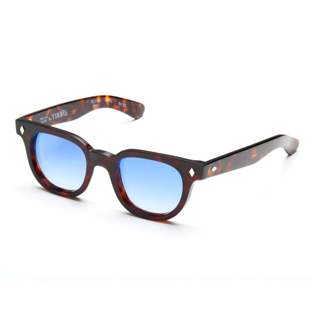 Orbit Square Frame Tortoiseshell Sunglasses with Gradient Blue Lenses
