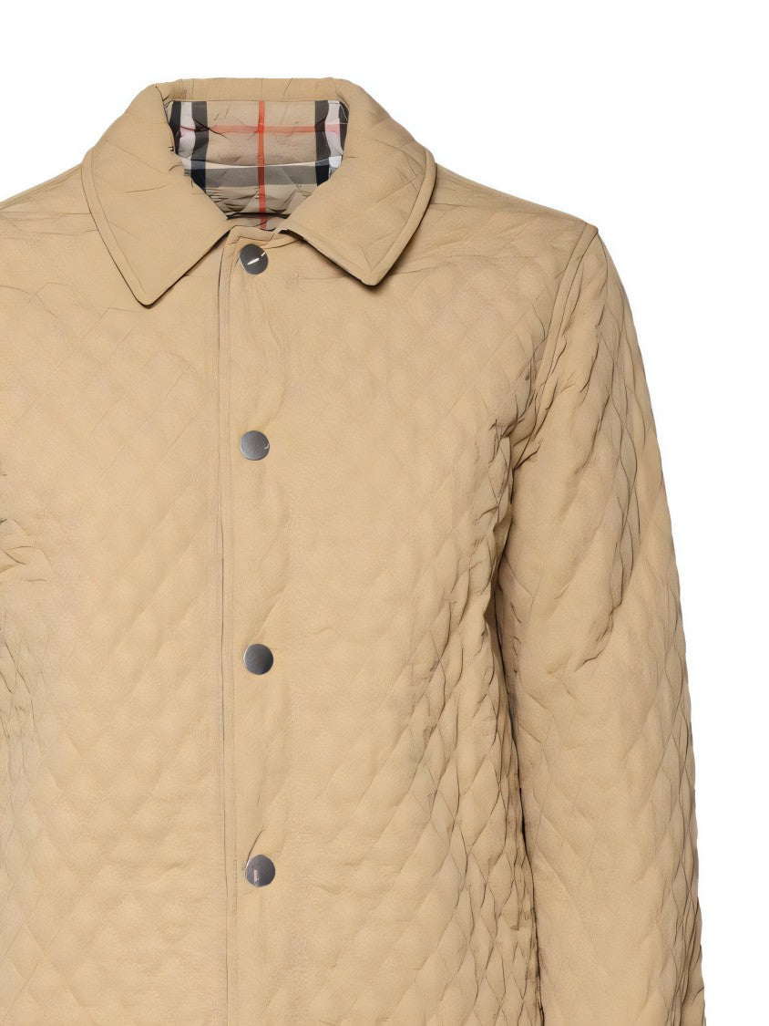 Classic Button-Up Quilted Jacket with Textured Pattern
