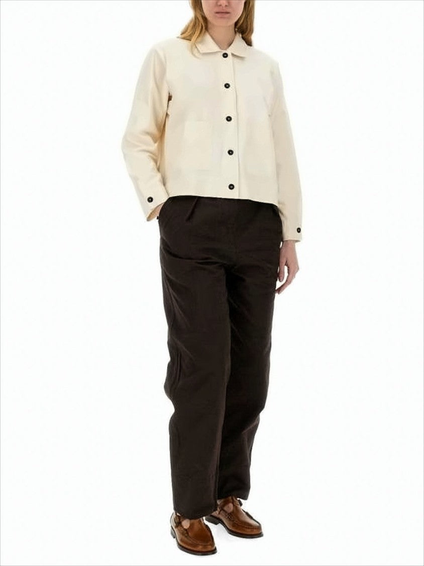 High-Waisted Straight-Leg Pants with Front Pleats