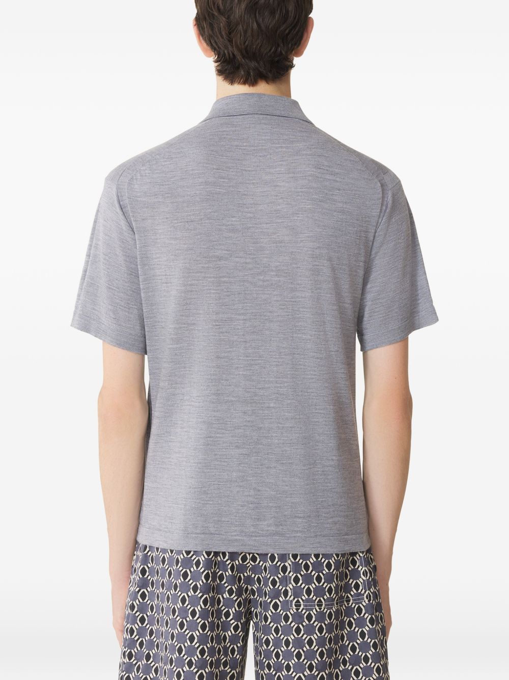 Grey Short Sleeve Polo Shirt with Button Detail