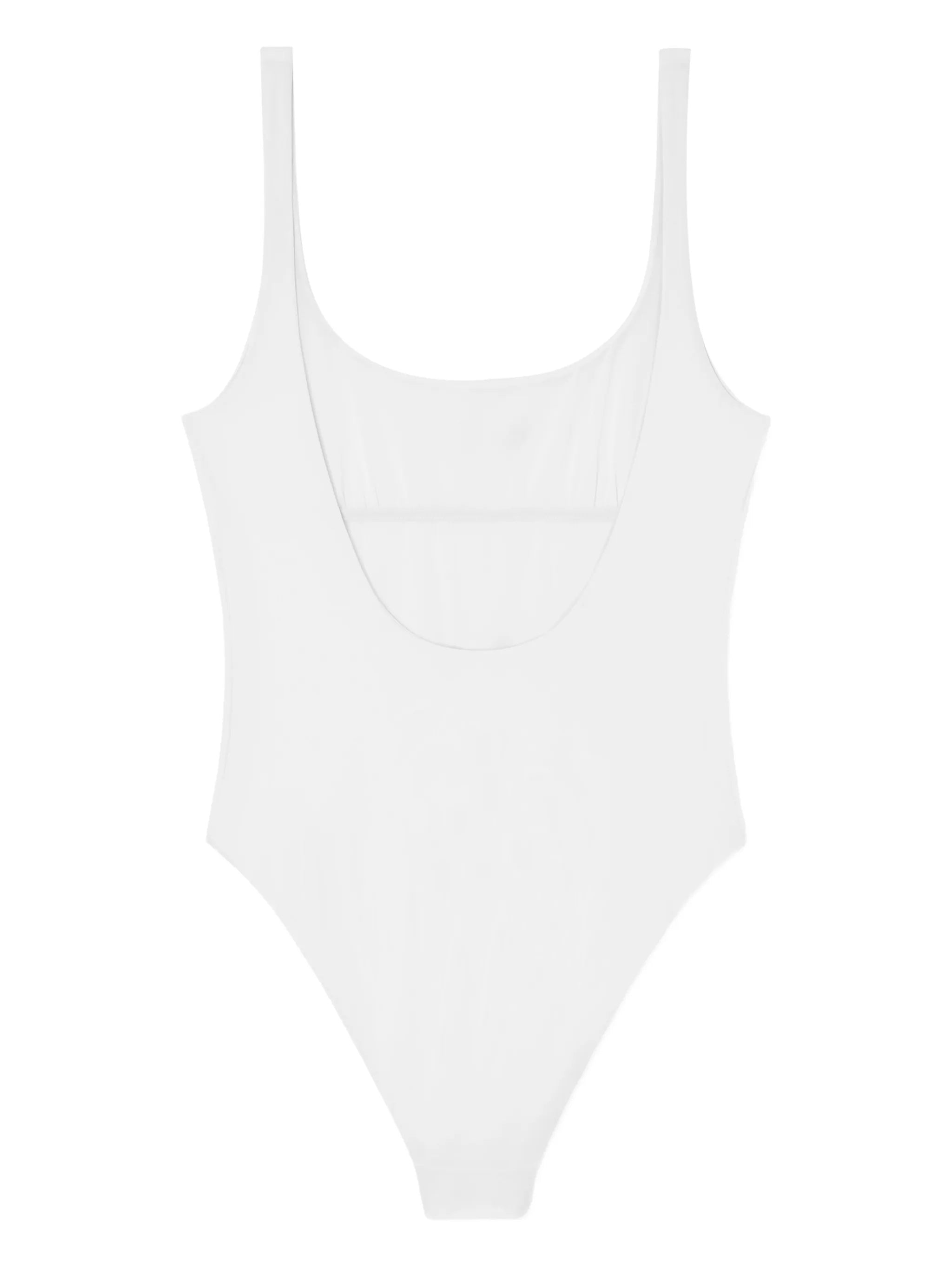 Black Minimalist One-Piece Scoop-Back Swimsuit