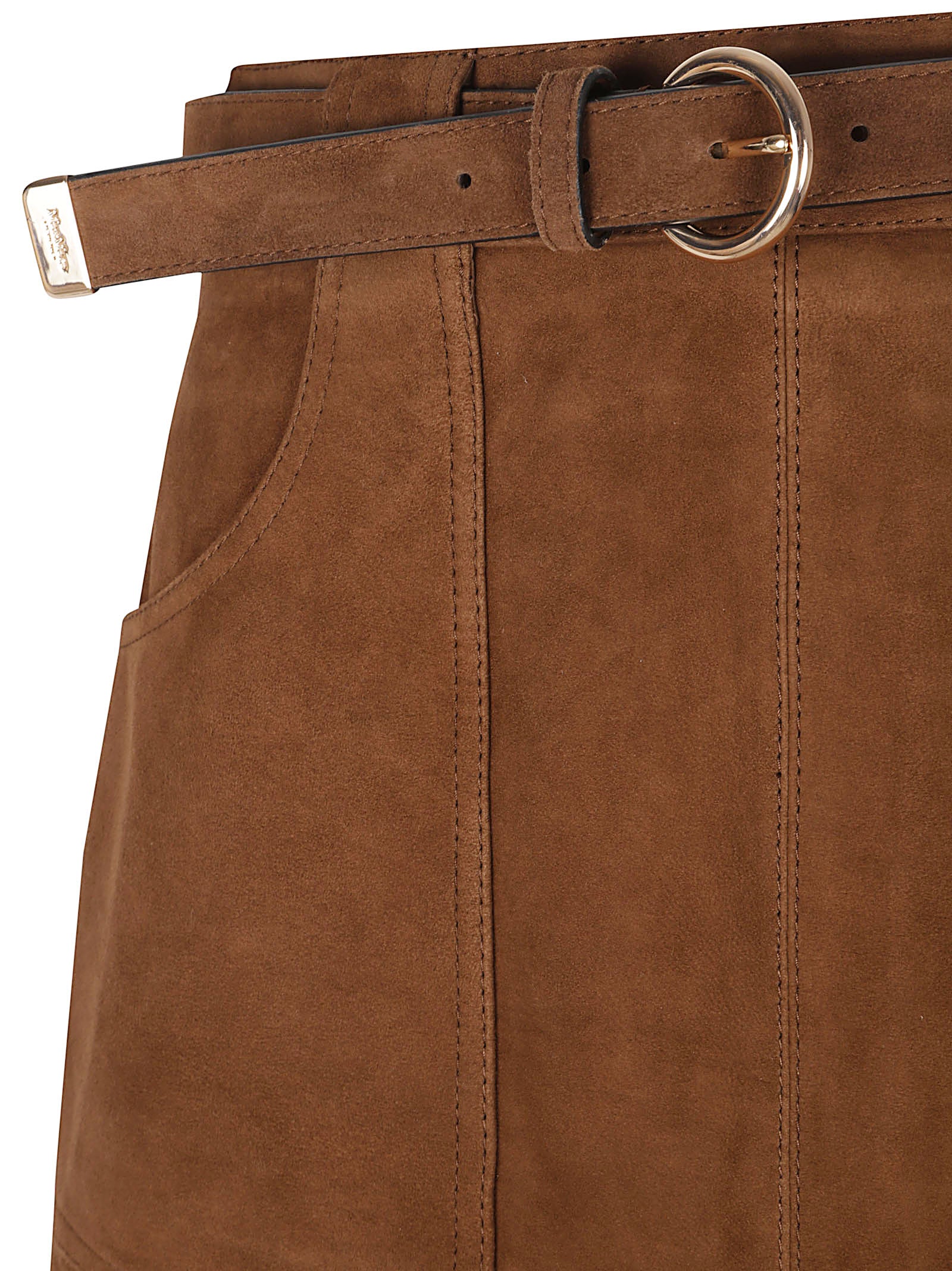 Trapezoid Suede Midi Skirt