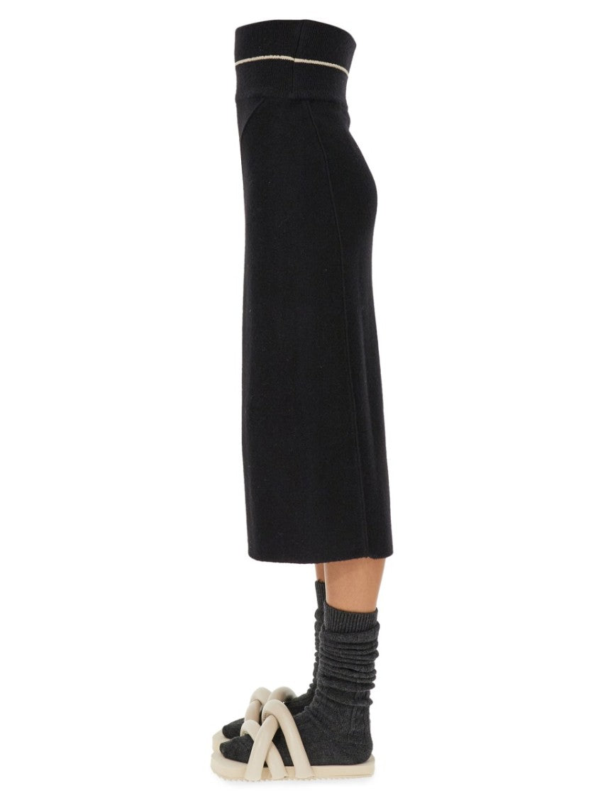 Knitted Midi Skirt With High Waistband