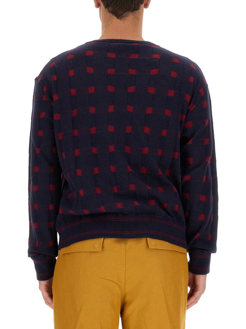 Checkered Pattern V-Neck Cardigan