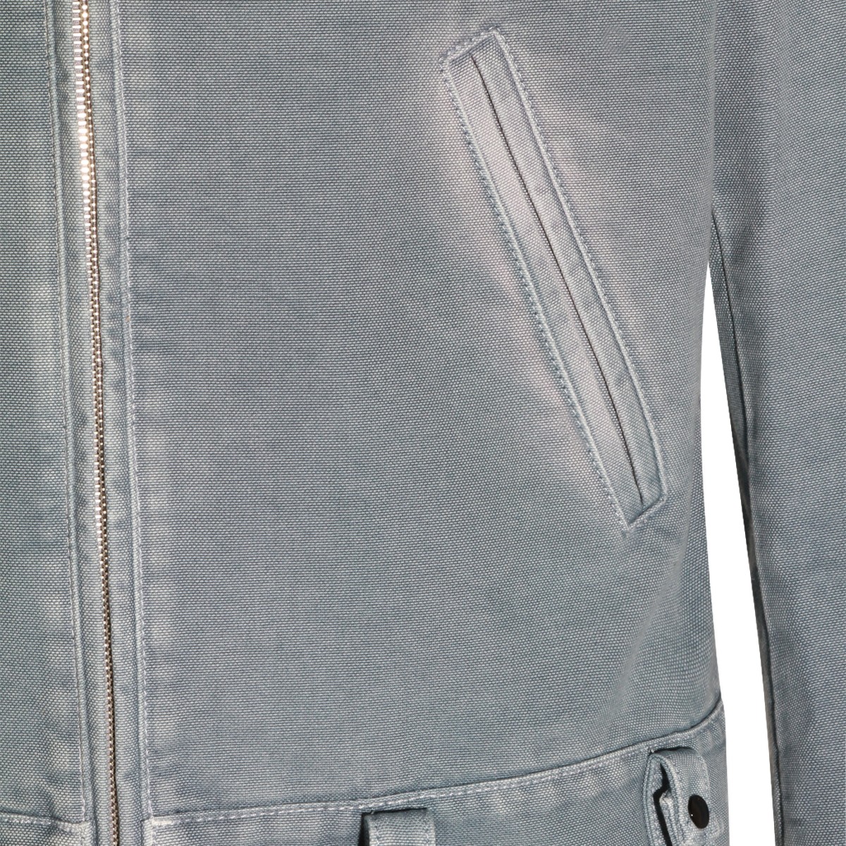 Faded Blue Casual Jacket With Tan Suede Collar