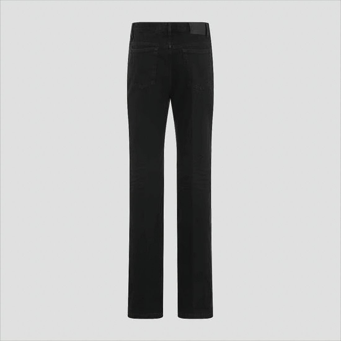 Straight-Leg Black Denim Pants with Mid-Rise Waist