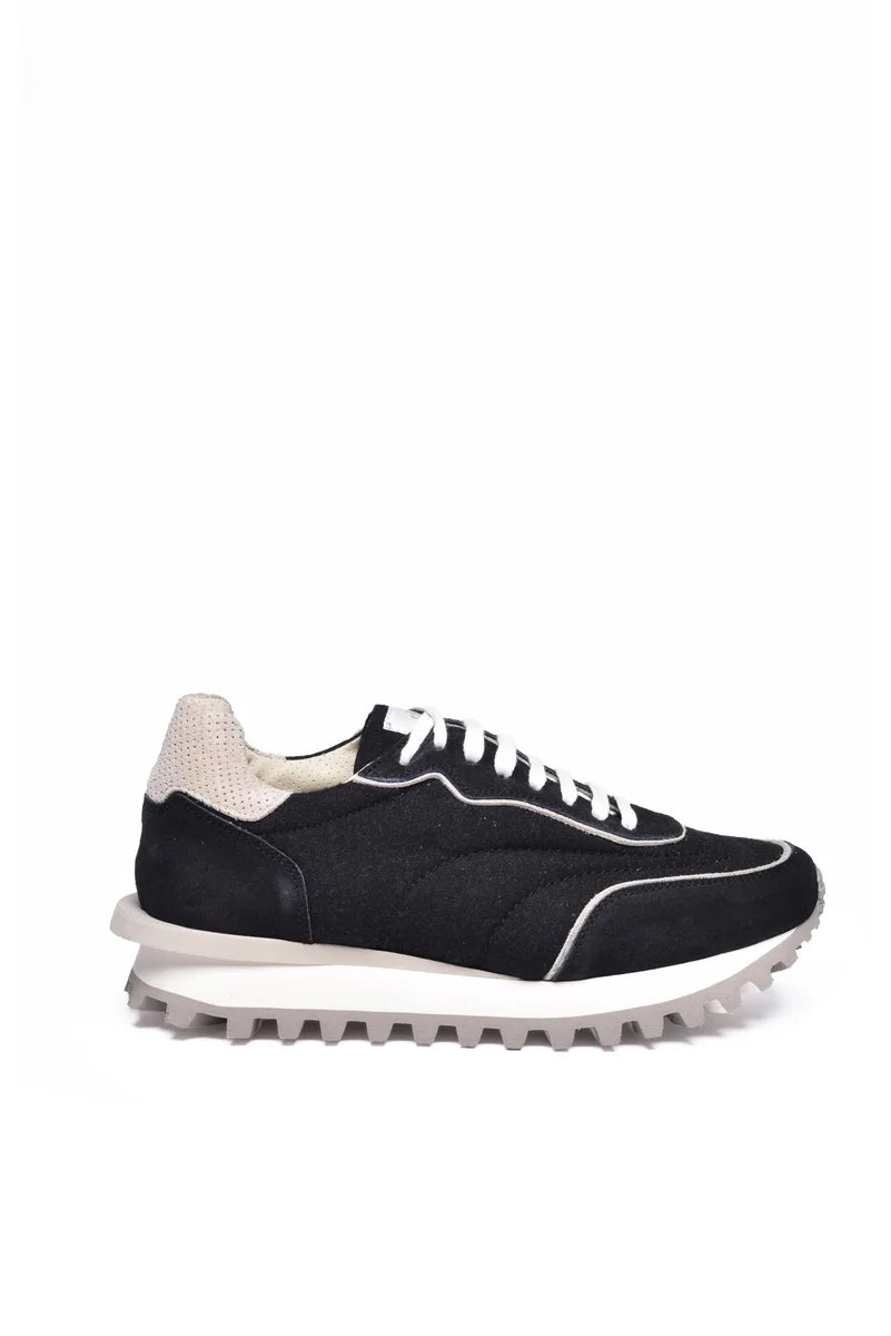 Black Sneakers with Beige Accents