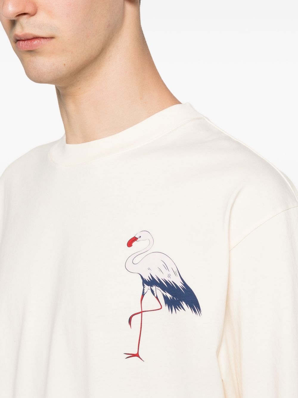 Beige Silk And Nylon Lightweight T-Shirt