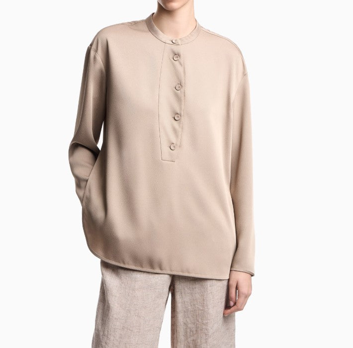 Crepe Twill Guru Collar Covered Shirt