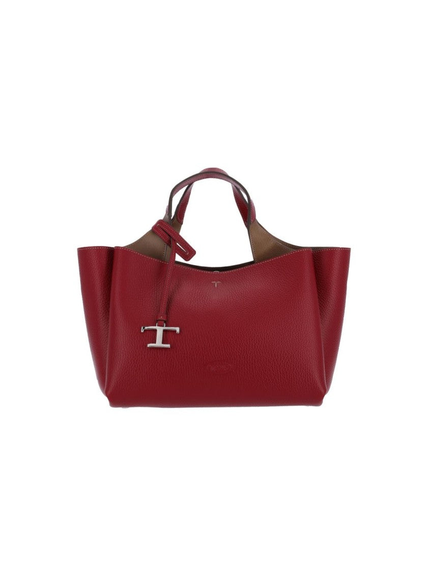 Borsa Mini Logo In Textured Bordeaux Leather
