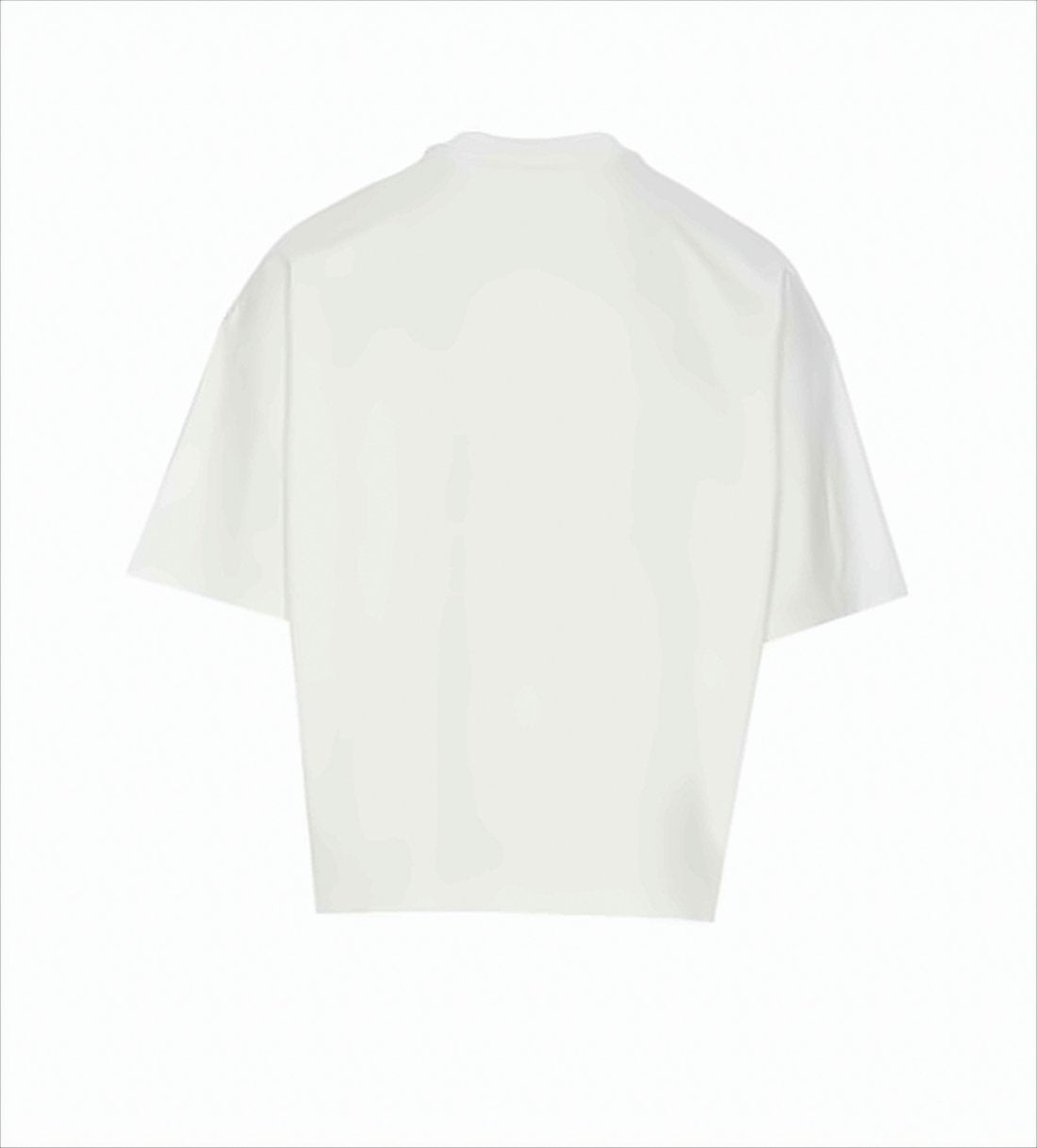 Checkered Patch Pocket White Cotton T-Shirt