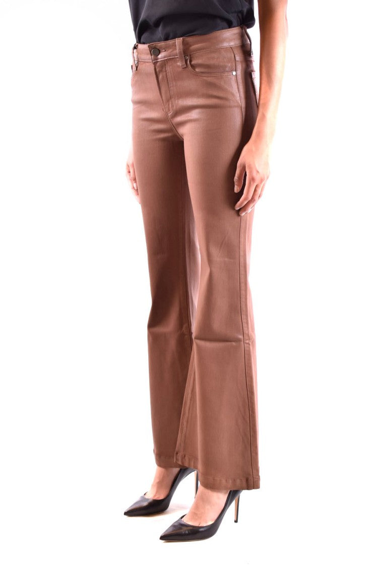 High-Waisted Flared Jeans In Cognac With Finish
