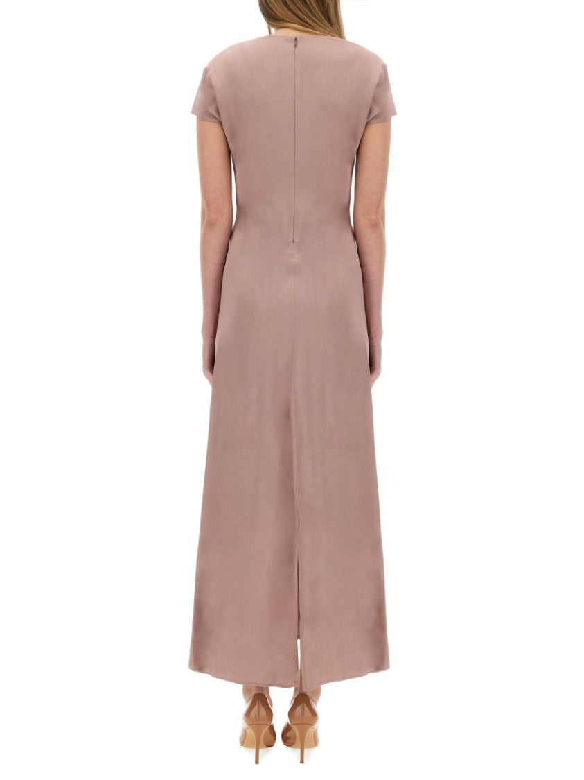 Deep V-Neck Satin Maxi Dress