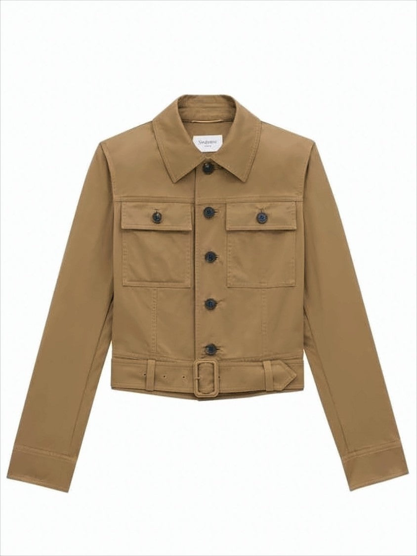Structured Cropped Jacket with Classic Collar