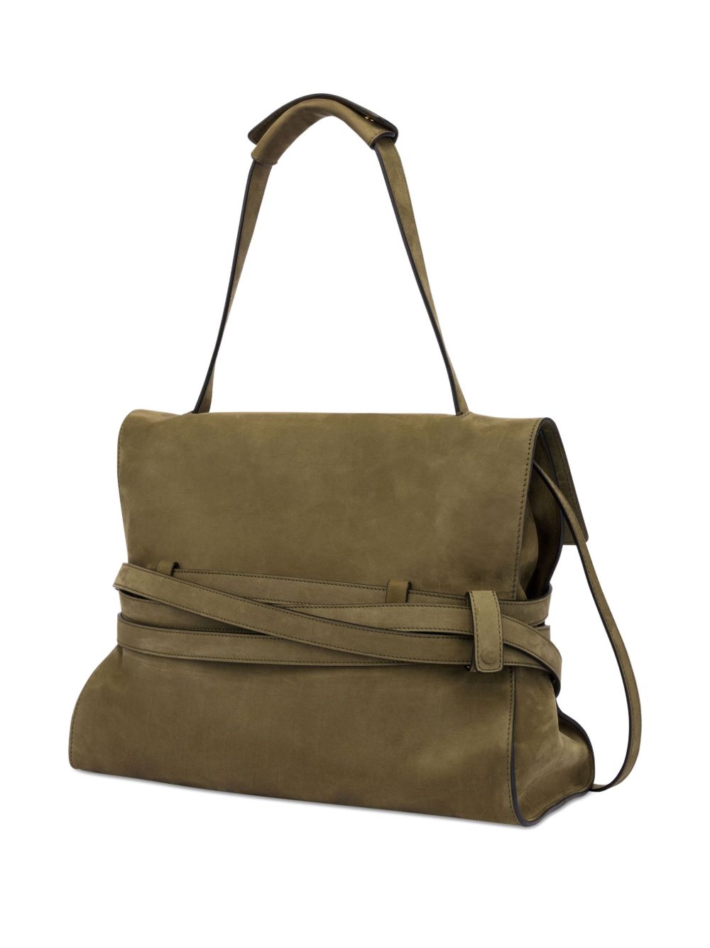 Structured Olive Green Foldover Top Bag