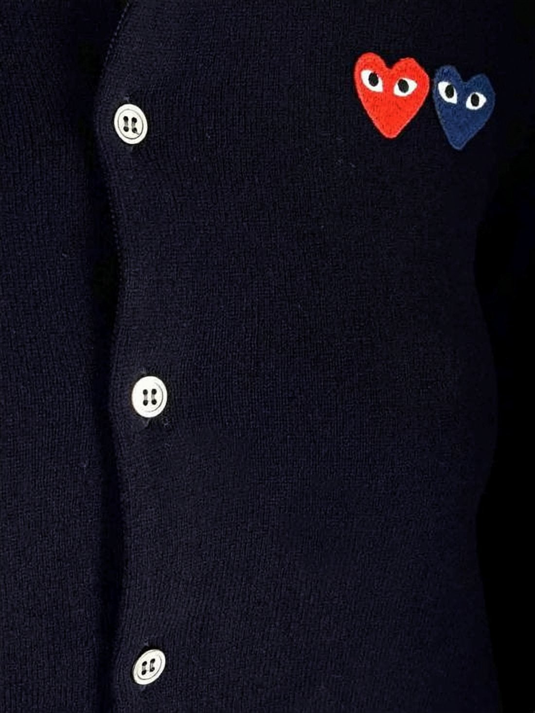 Button-Up Fitted Wool Cardigan with Heart Motifs