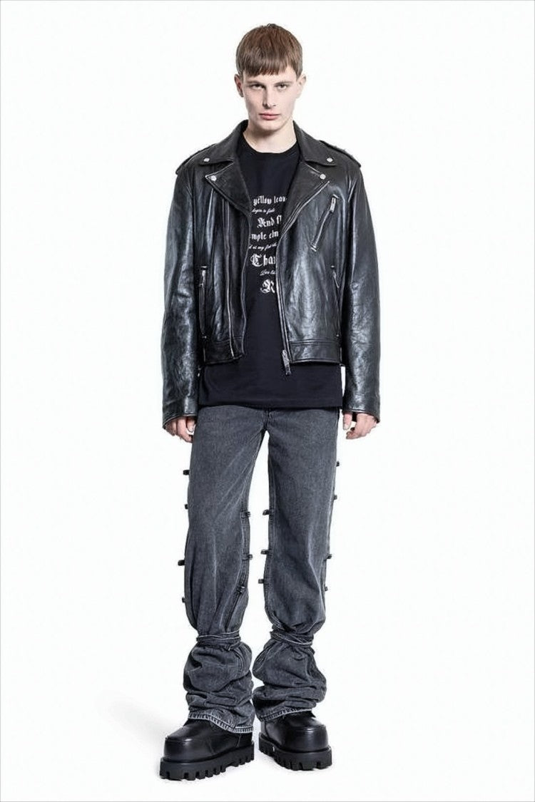 Black Short-Sleeve T-Shirt with Gothic Print