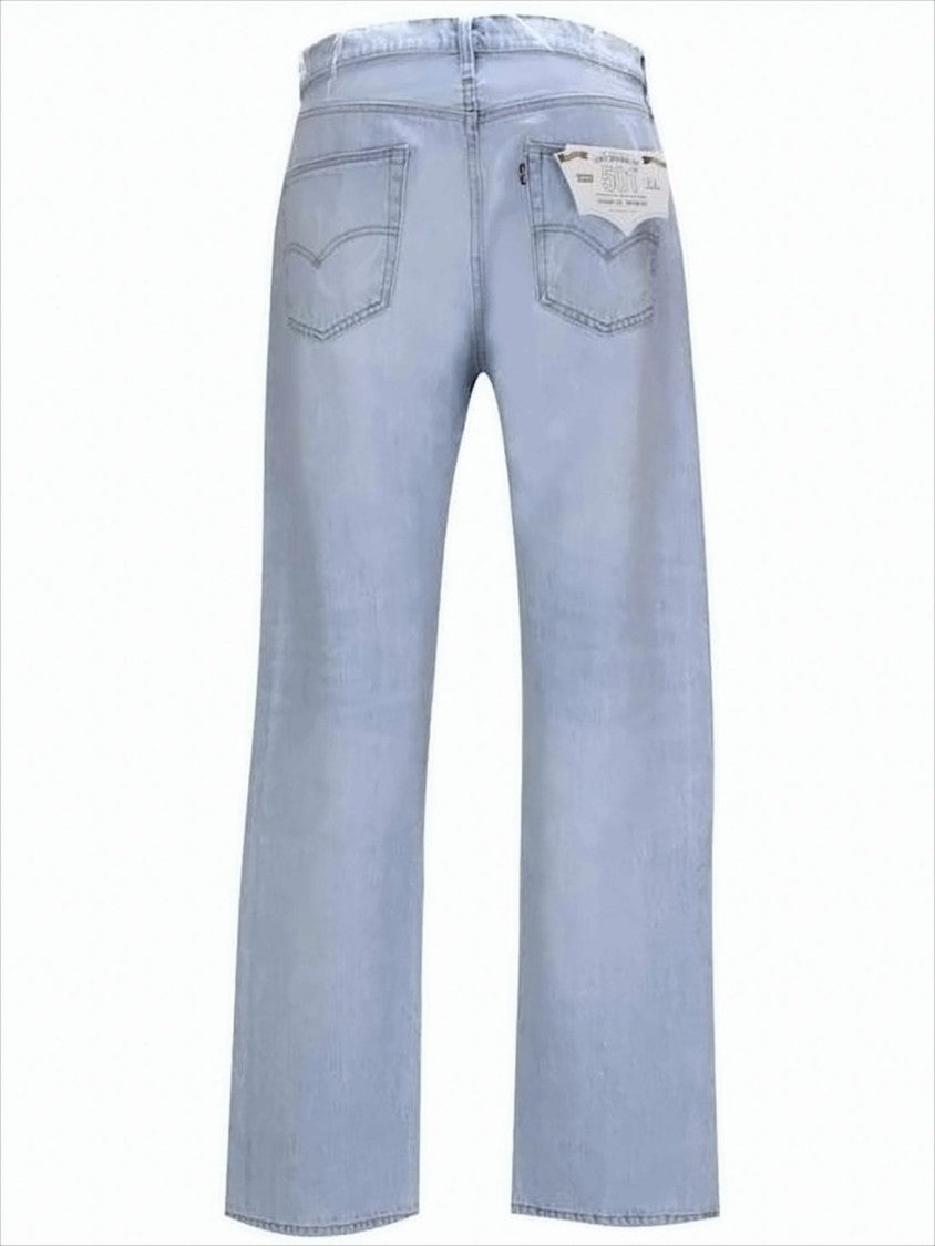 Light Wash Denim Pants with Straight-Leg Silhouette