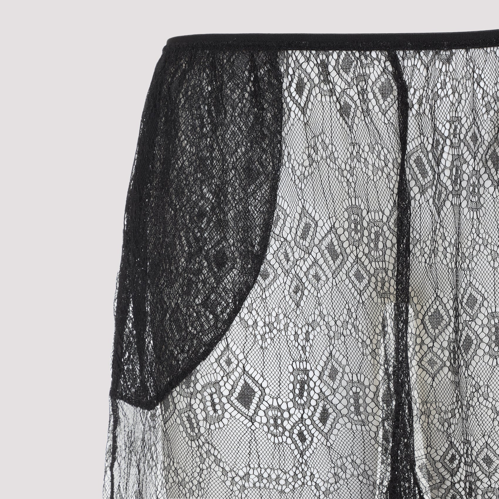 Sheer Lace Trousers with Geometric Design