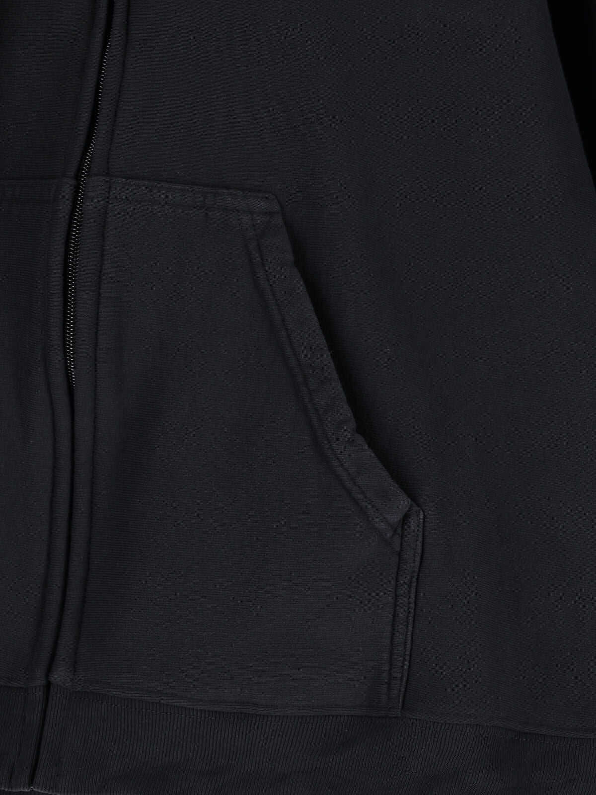 Black Cursive Logo Cotton Zip Hoodie