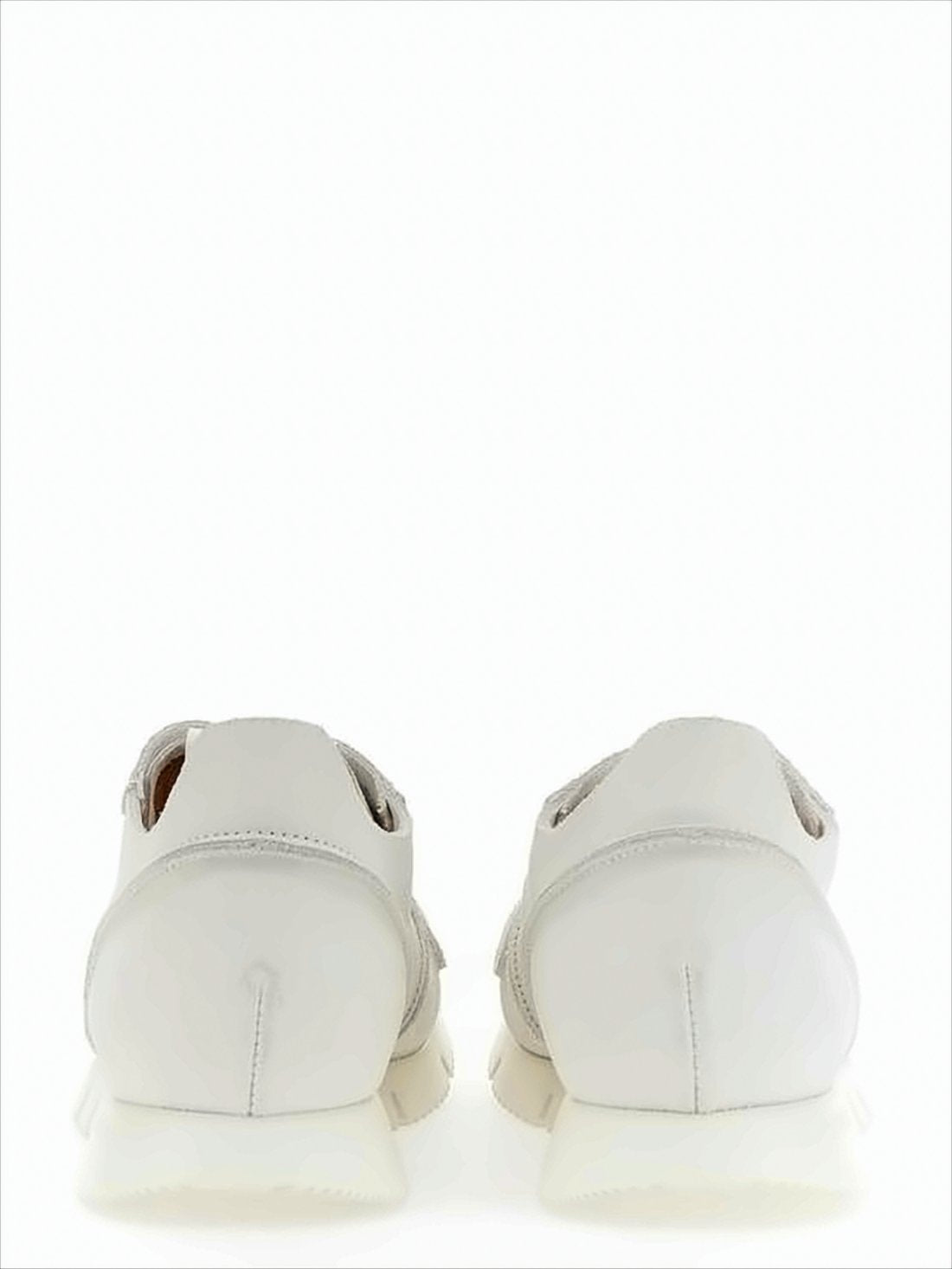 Low-Profile White Leather Sneakers with Vibram Sole