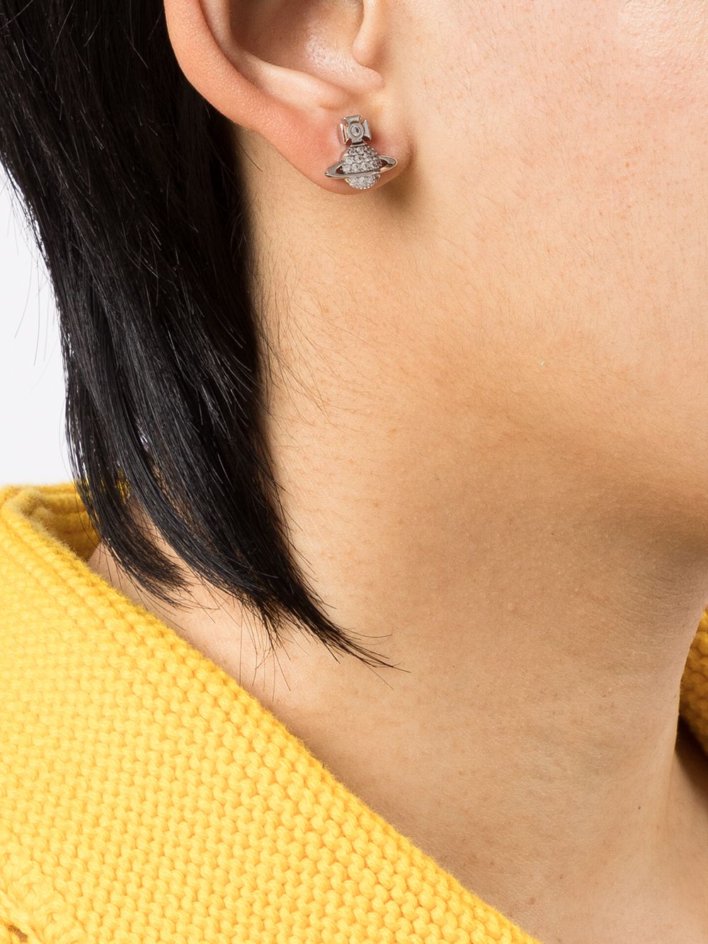 Crystal-Embellished Silver-Tone Stud Earrings