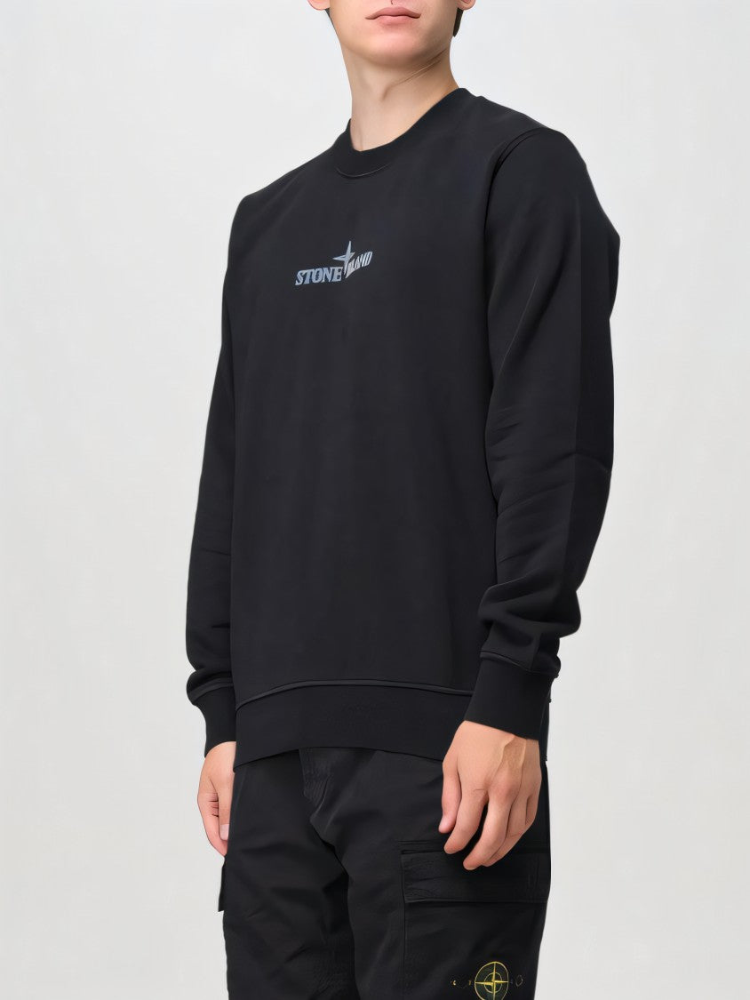 Black Cotton Crew Neck Sweatshirt