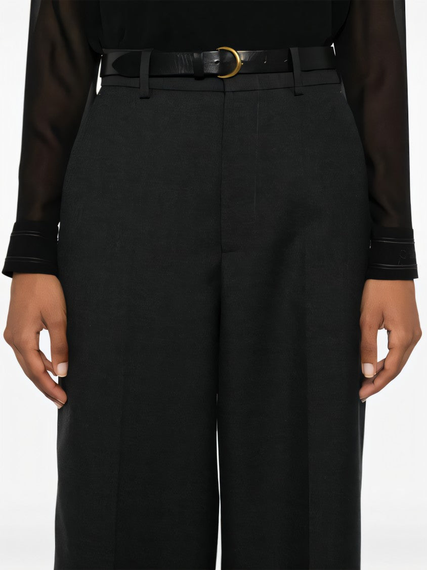 High-Waisted Tailored Suit Pants With Wide-Leg Silhouette