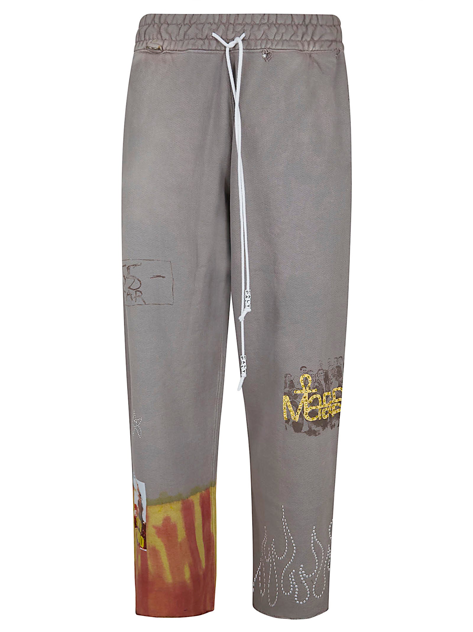 Grey Trousers with Artistic Embellishments