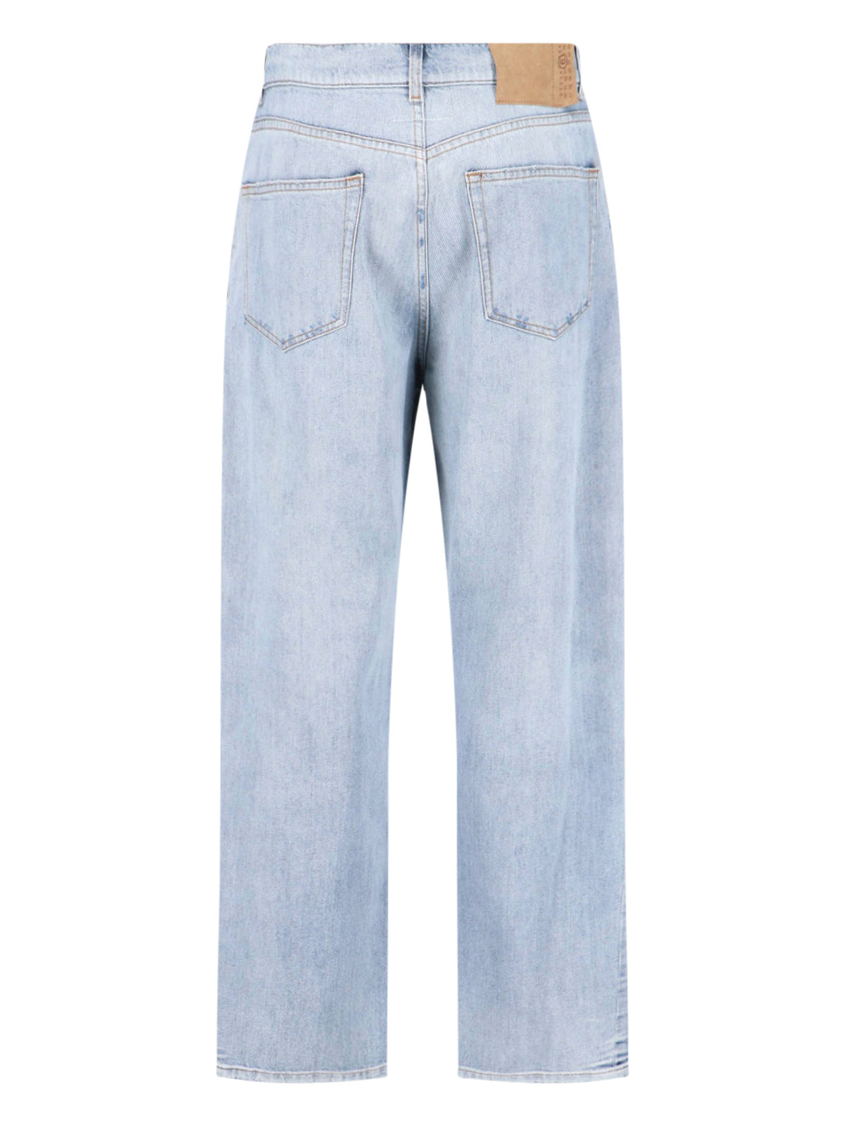 Light Blue Distressed Straight-Leg Jeans