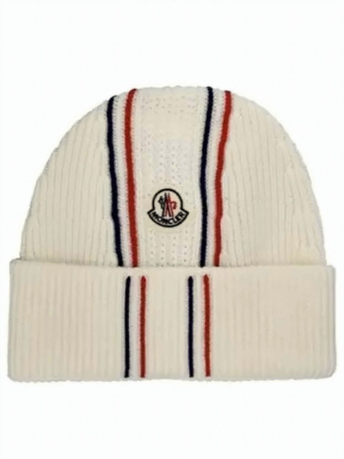 Ribbed Knit Beanie with Vertical Stripes