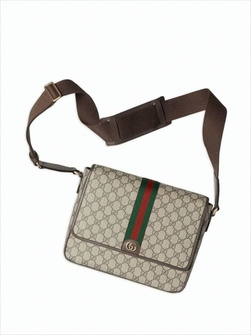Monogram Canvas Crossbody Bag with Leather Trim