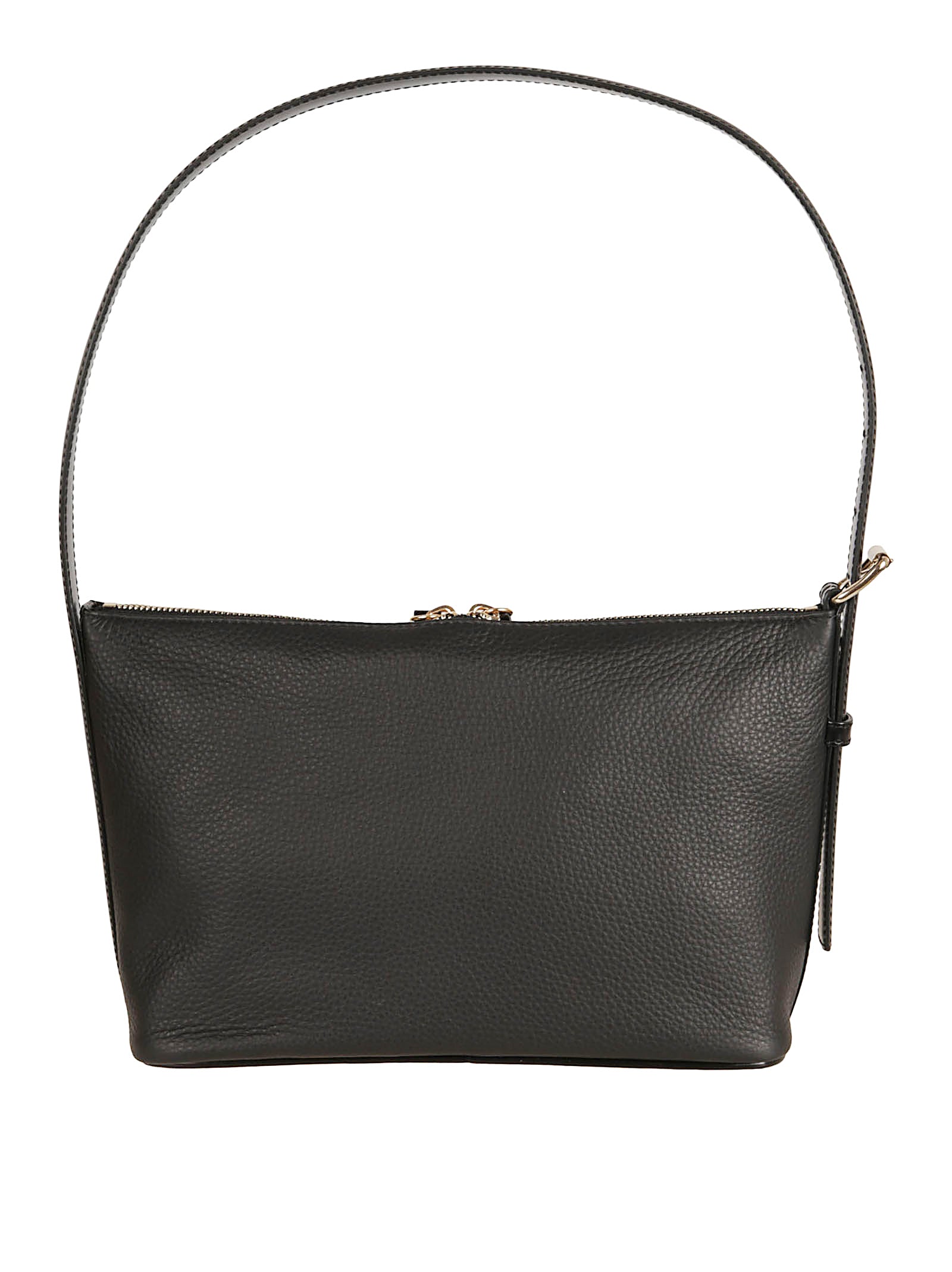 Rectangular Black Bag in Textured Cowhide Leather
