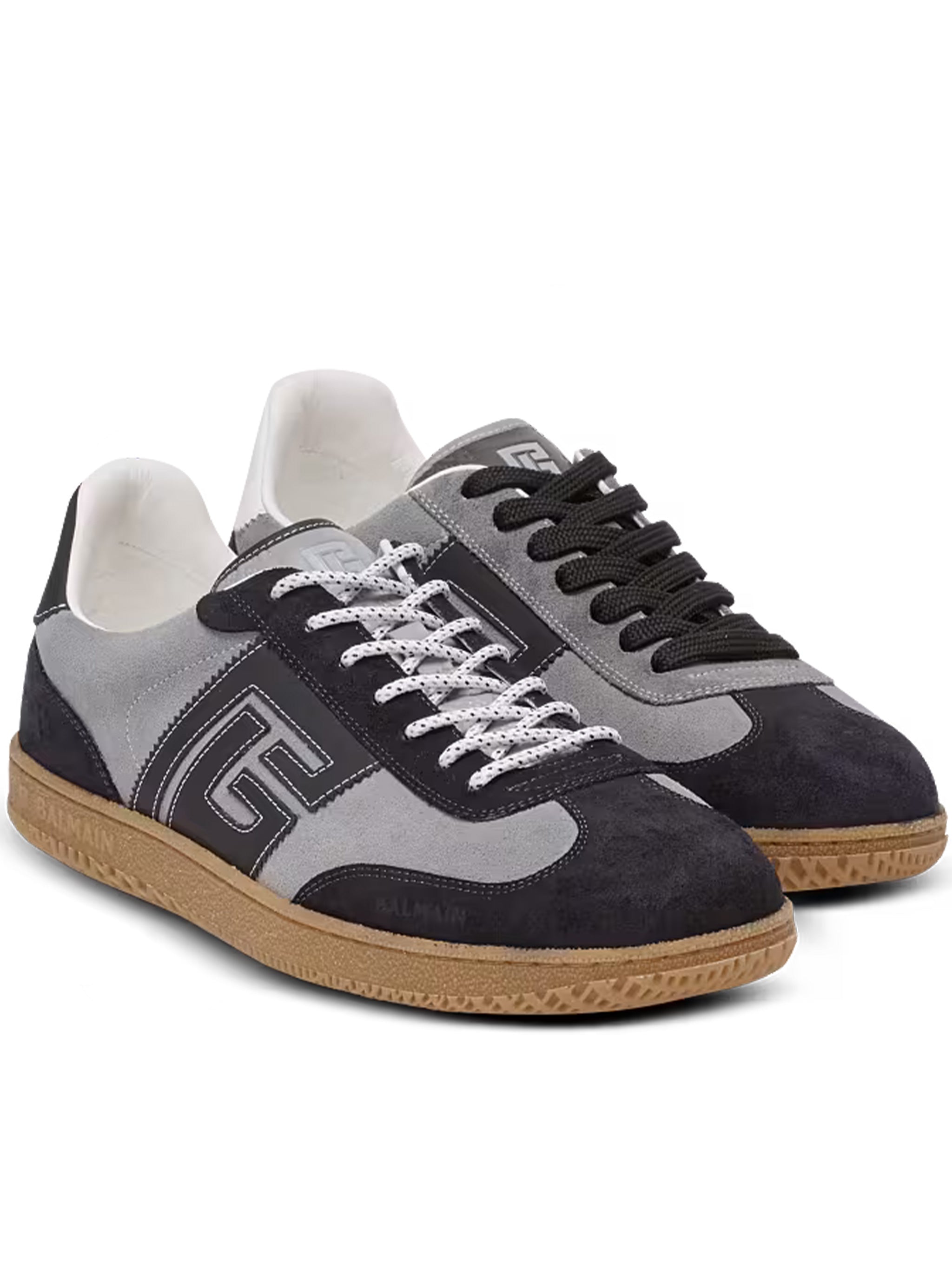 Grey Low Top Suede Panel Sneakers