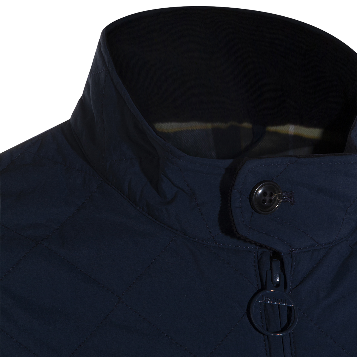 Quilted Blue Jacket With High Collar