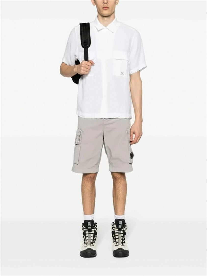 Short-Sleeved Linen Shirt with Classic Collar