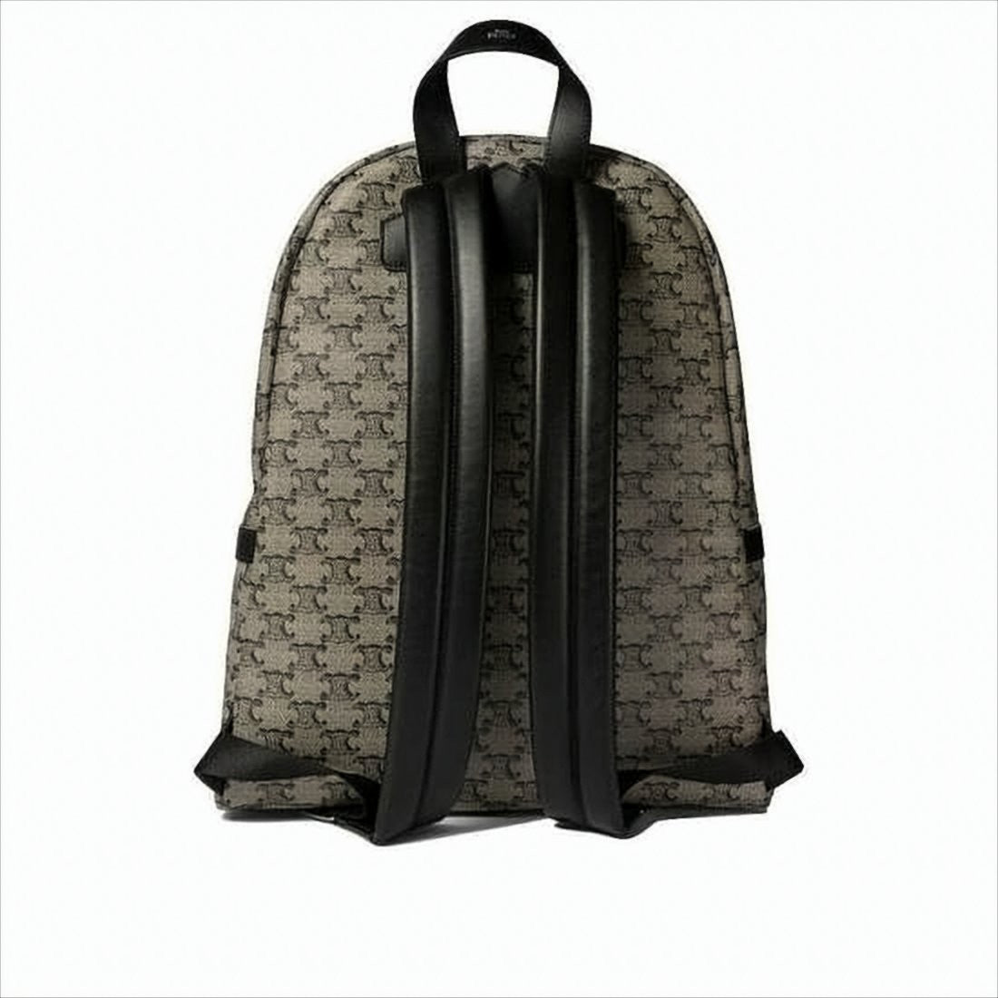 Intricate Patterned Canvas Backpack With Leather Trim