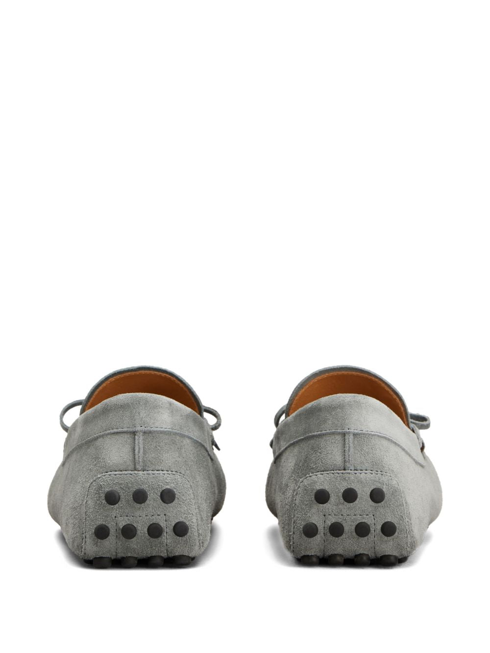 Grey Suede Slip-On Loafers with Bow Detail