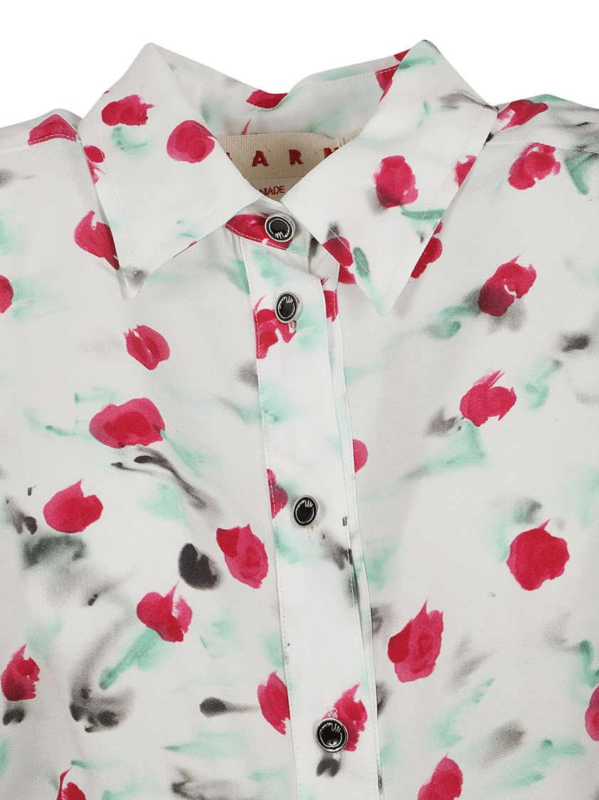Floral-Print Dress With Gathered Skirt