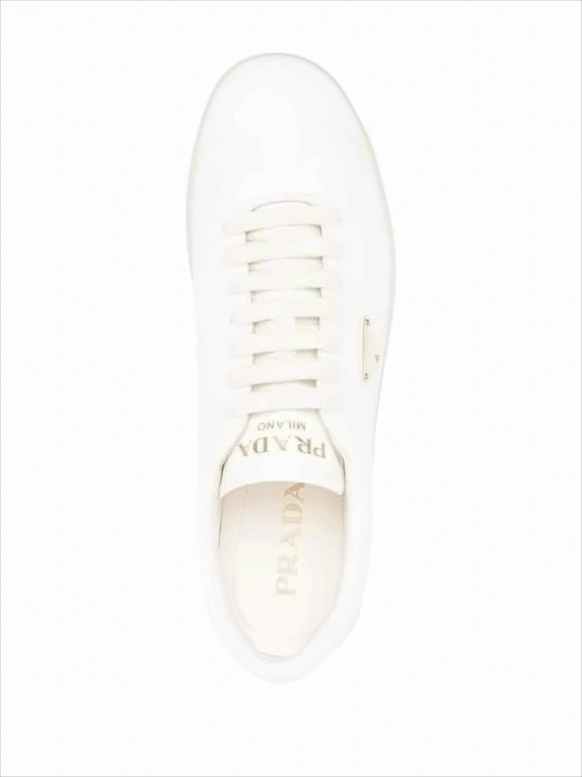 Low-Top Leather Sneakers With Triangular Logo Accents