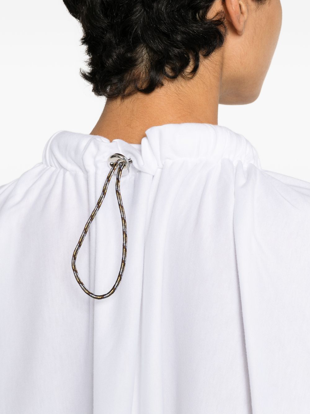 White Flowing Draped Sleeves Cape Top