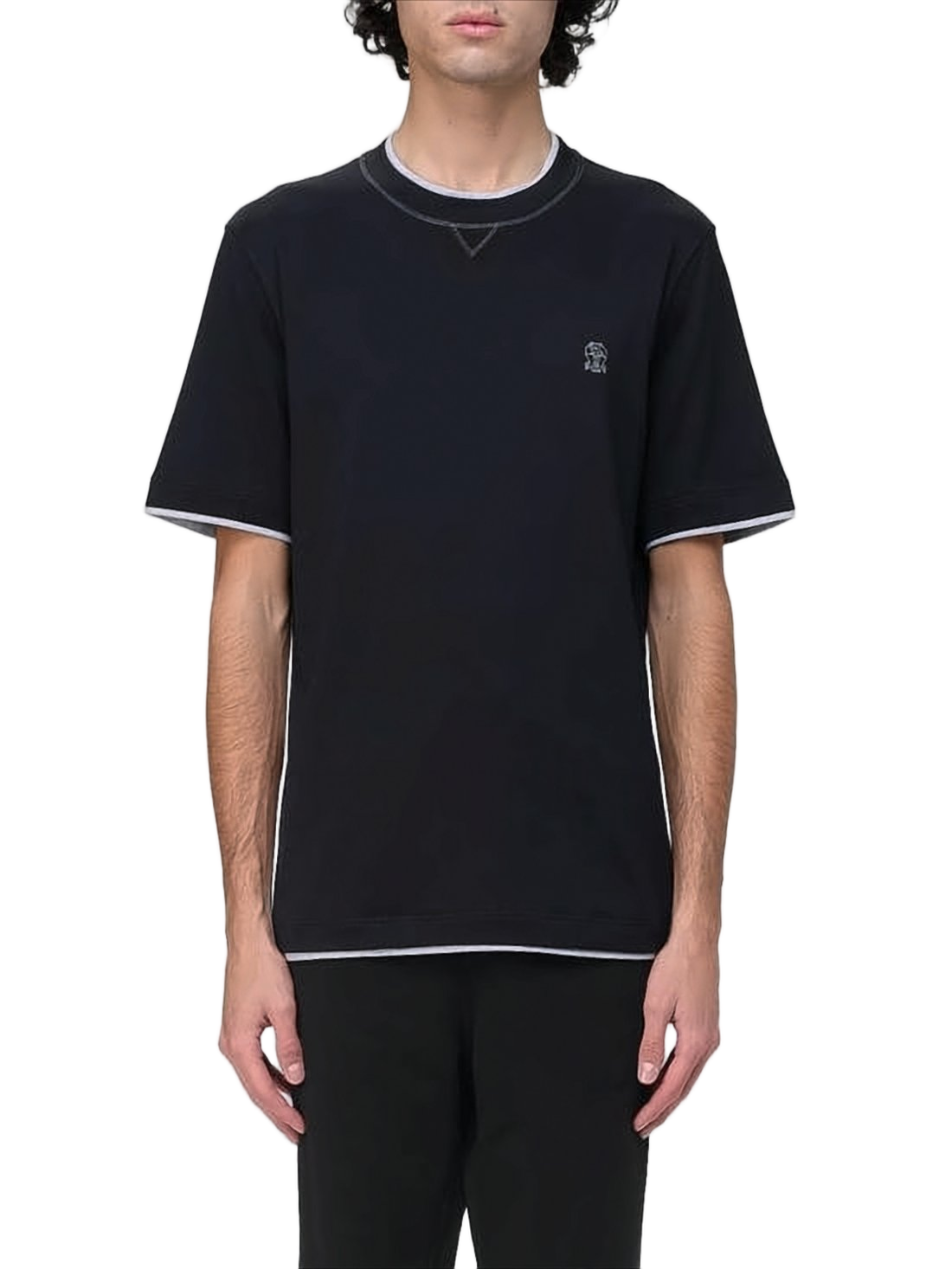 Relaxed-Fit Black T-Shirt With Contrasting Trim