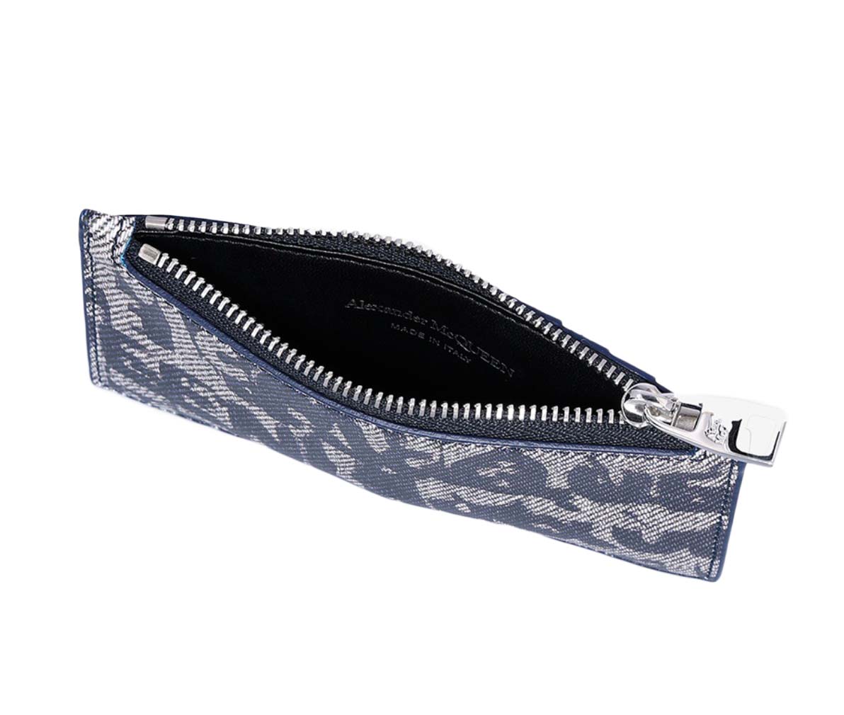 Textured Calf Leather Wallet with Zip Closure