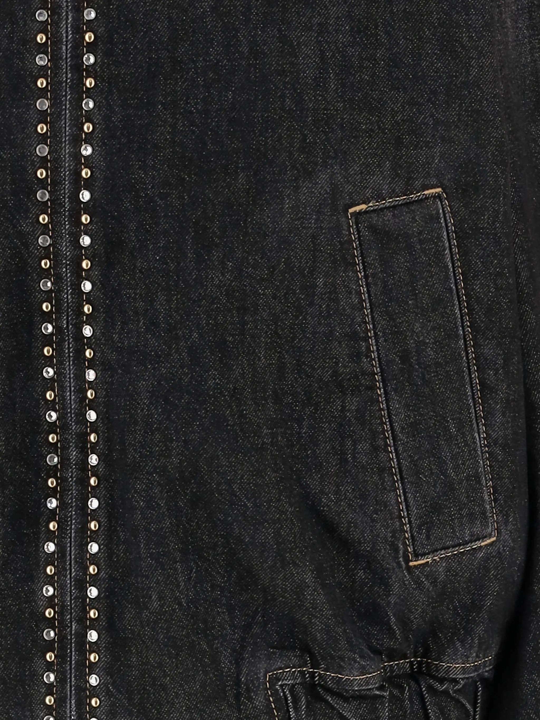 Black Blouson Denim Studded Relaxed Jacket