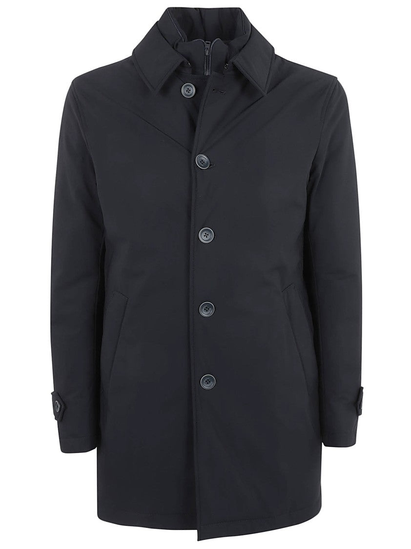 Button-Up Blue Casual Jacket with Classic Cut and Timeless Appeal