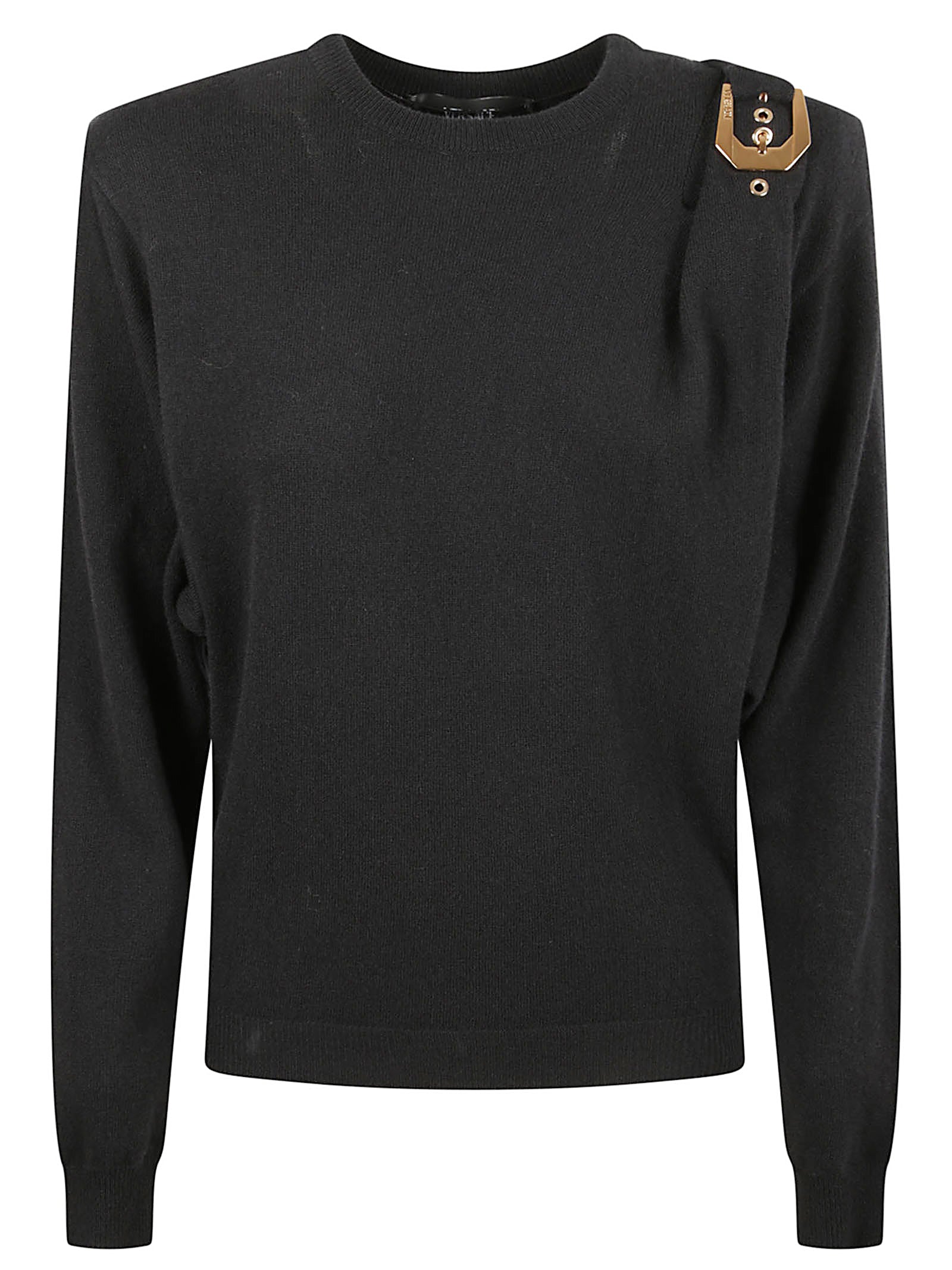 Padded Shoulder Crew Neck Sweater