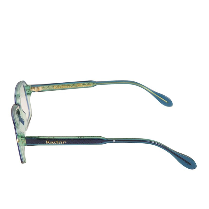 Kolette/N Rectangular Frame Eyeglasses with Translucent Blue-Green Hue