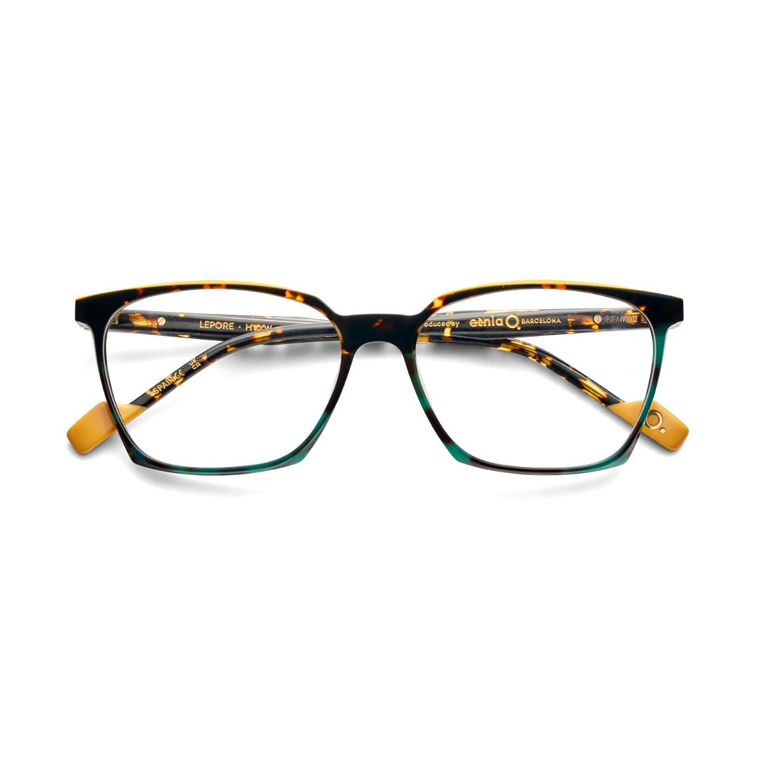 Lepore Tortoiseshell Square Frame Eyeglasses with Amber Accents